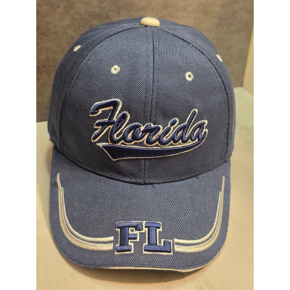 Lanza USA Florida Souvenir Baseball Cap Navy Blue Embroidered Adjustable Hat